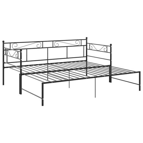 Sengestel til udtræksseng 90x200 cm metal sort