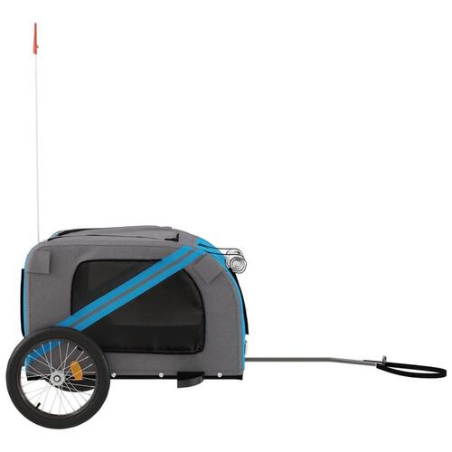 Cykeltrailer til kæledyr oxfordstof og jern blå og grå
