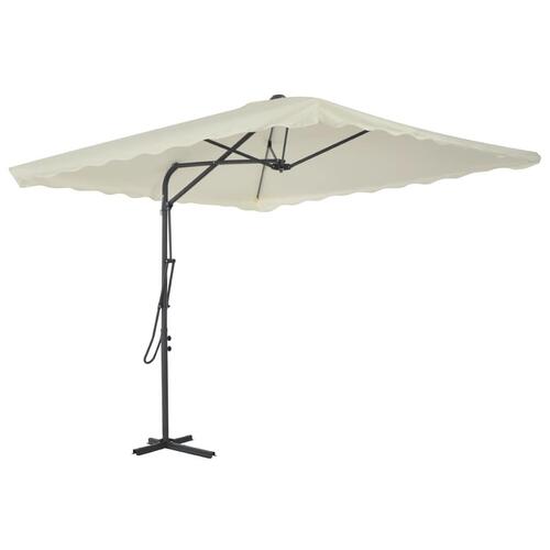 Udendørs parasol med stålstang 250 x 250 cm sandfarvet