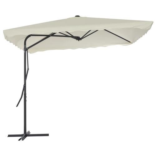 Udendørs parasol med stålstang 250 x 250 cm sandfarvet