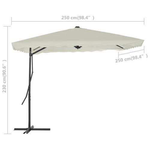 Udendørs parasol med stålstang 250 x 250 cm sandfarvet