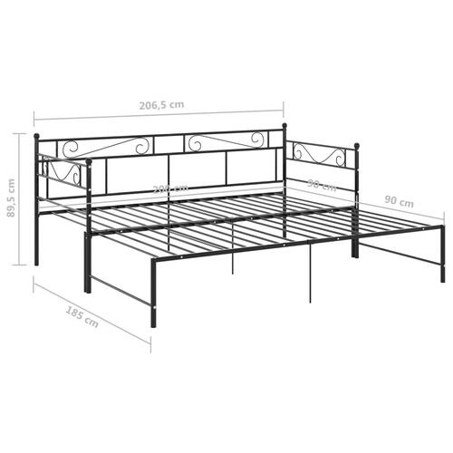 Sengestel til udtræksseng 90x200 cm metal sort