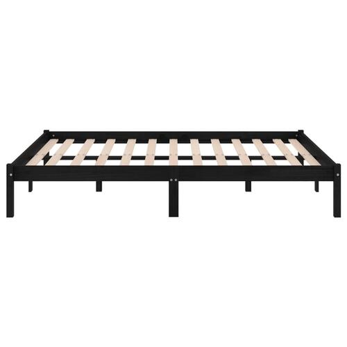 Sengestel 200x200 cm massivt fyrretræ sort