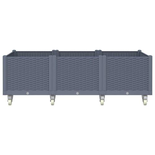 Plantekasse med hjul 150x80x54 cm PP blågrå