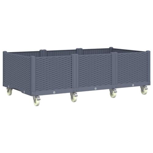 Plantekasse med hjul 150x80x54 cm PP blågrå