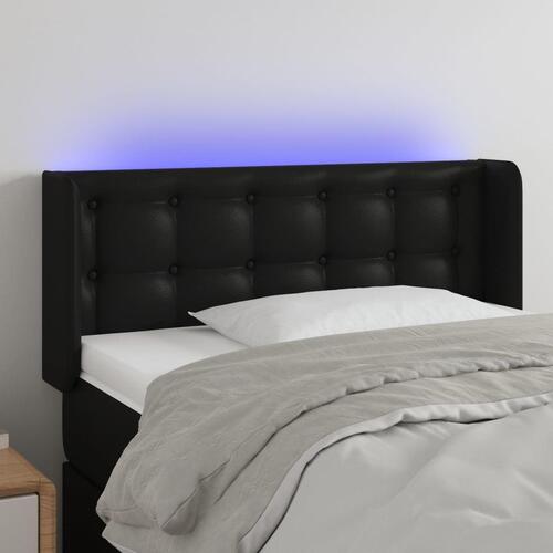 Sengegavl med LED-lys 83x16x78/88 cm kunstlæder sort
