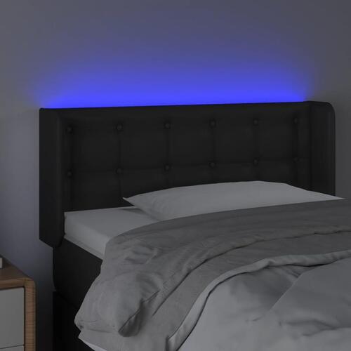Sengegavl med LED-lys 83x16x78/88 cm kunstlæder sort
