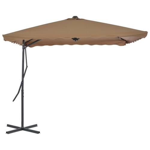 Udendørs parasol med stålstang 250 x 250 cm gråbrun