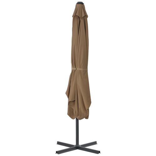 Udendørs parasol med stålstang 250 x 250 cm gråbrun
