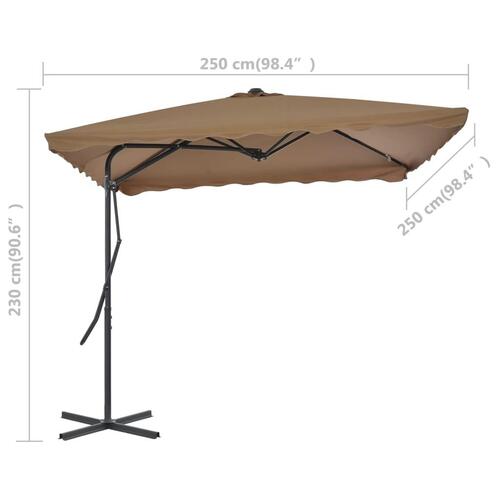 Udendørs parasol med stålstang 250 x 250 cm gråbrun