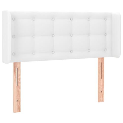 Sengegavl med LED-lys 83x16x78/88 cm kunstlæder hvid