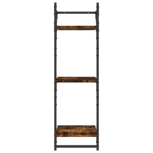 Væghylder 2 stk. med stænger og 3 hylder 30x25x100 cm røget eg