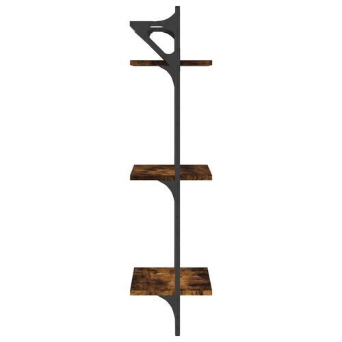 Væghylder 2 stk. med stænger og 3 hylder 30x25x100 cm røget eg