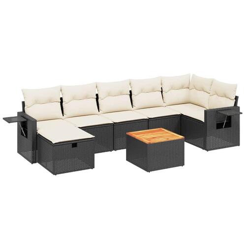 Sofasæt til haven 8 dele med hynder polyrattan sort