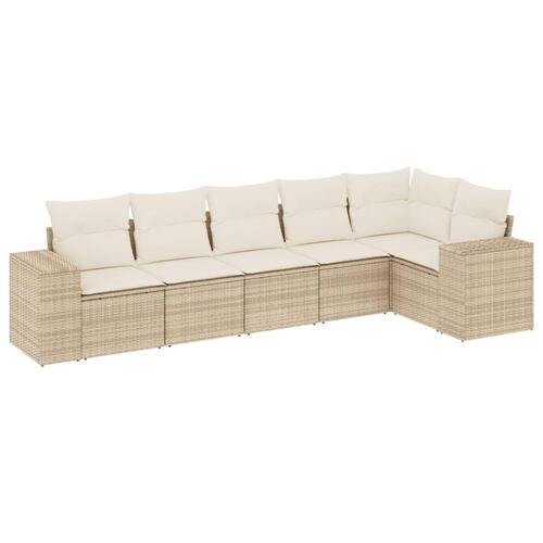 Sofasæt til haven 6 dele med hynder polyrattan beige