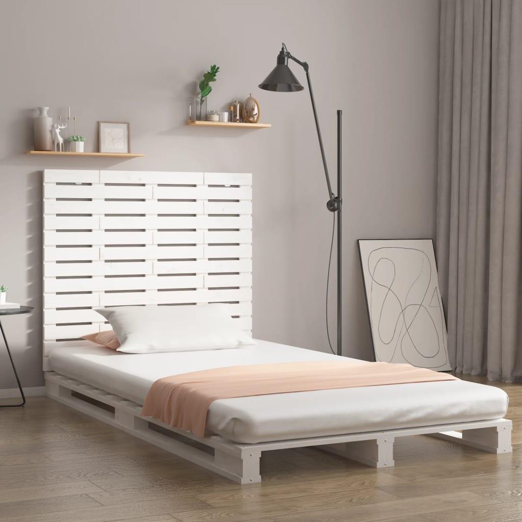 Sengegavl 126x3x91,5 cm massivt fyrretræ hvid billede
