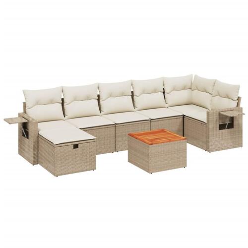 Sofasæt til haven 8 dele med hynder polyrattan beige