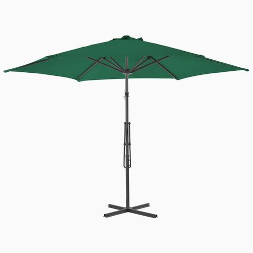 Udendørs parasol med stålstang 300 cm grøn