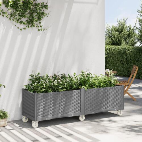 Plantekasse med hjul 160x50x54 cm PP lysegrå