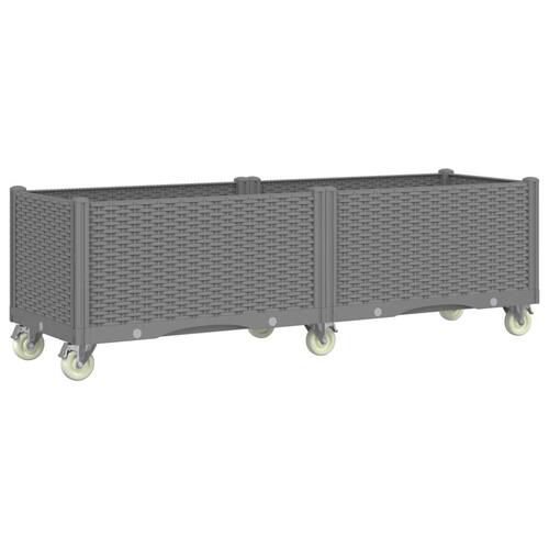Plantekasse med hjul 160x50x54 cm PP lysegrå