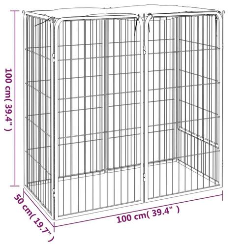 Hundegård 50x100 cm 6 paneler pulverlakeret stål sort