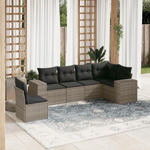 Sofasæt til haven 6 dele med hynder polyrattan grå