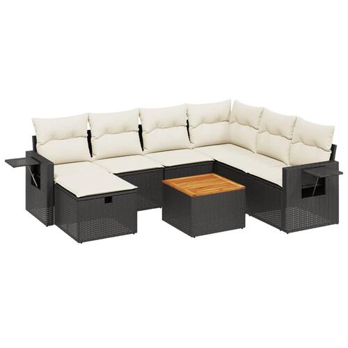 Sofasæt til haven 8 dele med hynder polyrattan sort