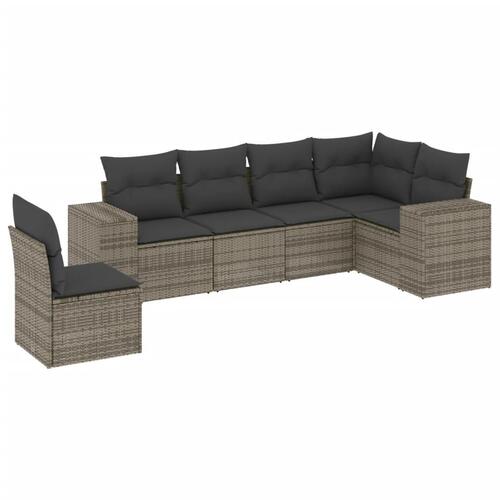 Sofasæt til haven 6 dele med hynder polyrattan grå