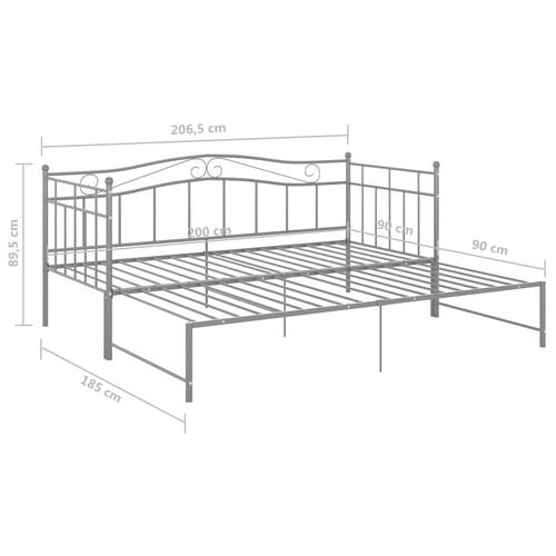 Sengestel til udtræksseng 90x200 cm metal grå