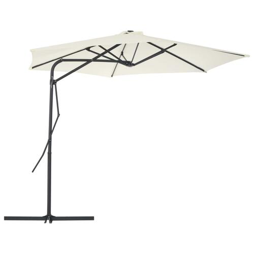 Udendørs parasol med stålstang 300 cm sandfarvet
