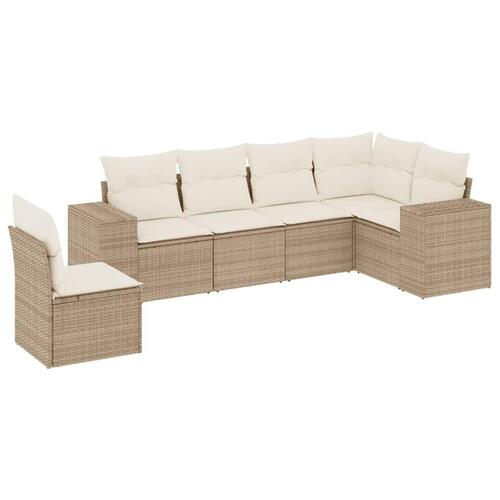Sofasæt til haven 6 dele med hynder polyrattan beige