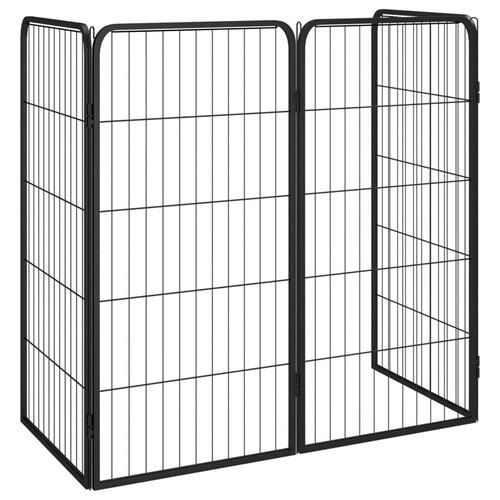 Hundegård 50x100 cm 4 paneler pulverlakeret stål sort