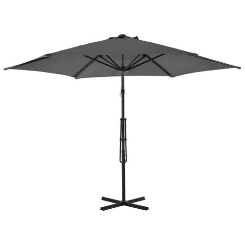 Udendørs parasol med stålstang 300 cm antracitgrå