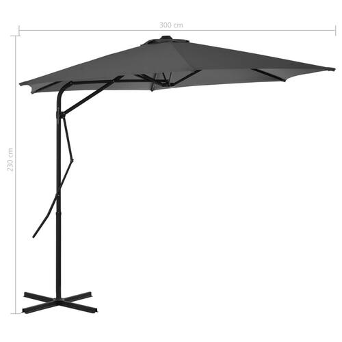 Udendørs parasol med stålstang 300 cm antracitgrå