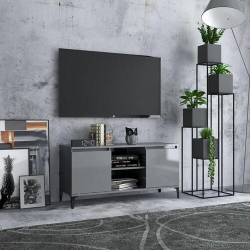 Tv-skab med metalben 103,5x35x50 cm grå højglans