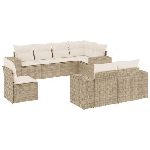 Sofasæt til haven 8 dele med hynder polyrattan beige
