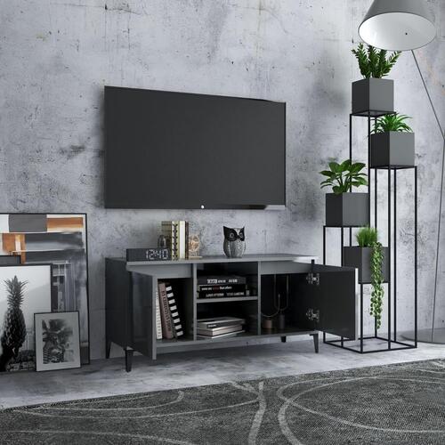 Tv-skab med metalben 103,5x35x50 cm grå højglans