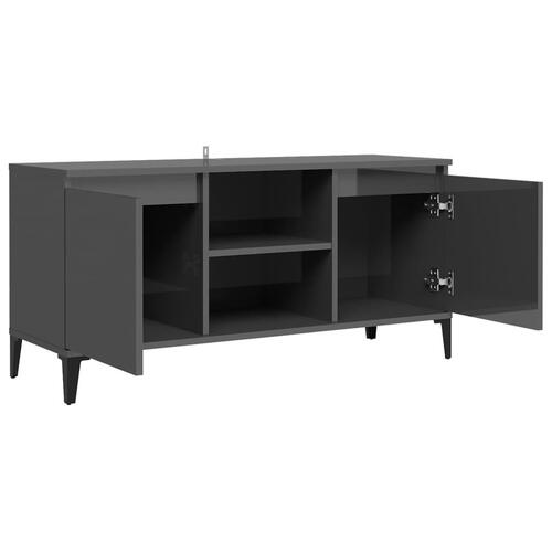 Tv-skab med metalben 103,5x35x50 cm grå højglans