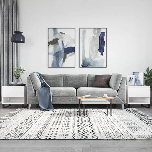 Sofaborde 2 stk. 50x46x50 cm konstrueret træ hvid højglans