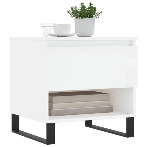 Sofaborde 2 stk. 50x46x50 cm konstrueret træ hvid højglans