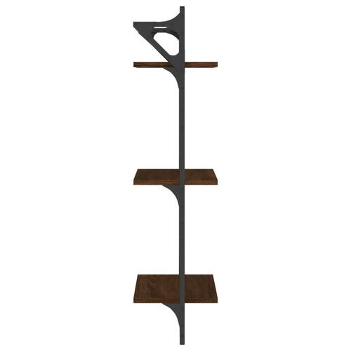 Væghylder 2 stk. med stænger og 3 hylder 30x25x100 cm brunt eg