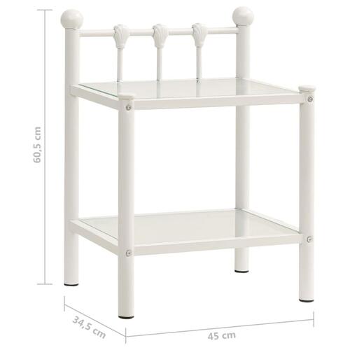 Sengeskab 45x34,5x60,5 cm metal og glas hvid og transparent