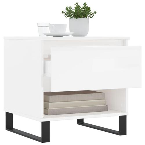 Sofaborde 2 stk. 50x46x50 cm konstrueret træ hvid højglans