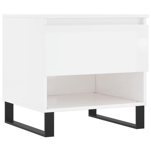 Sofaborde 2 stk. 50x46x50 cm konstrueret træ hvid højglans