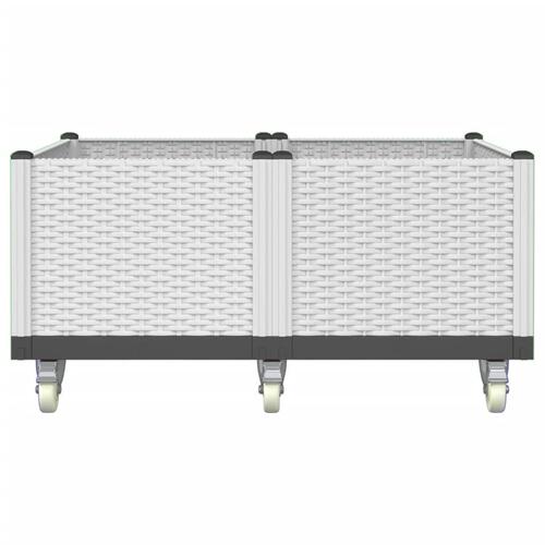 Plantekasse med hjul 100x80x54 cm PP hvid