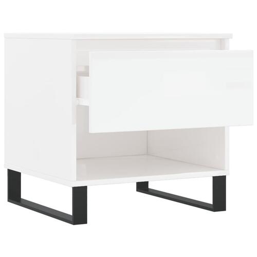 Sofaborde 2 stk. 50x46x50 cm konstrueret træ hvid højglans