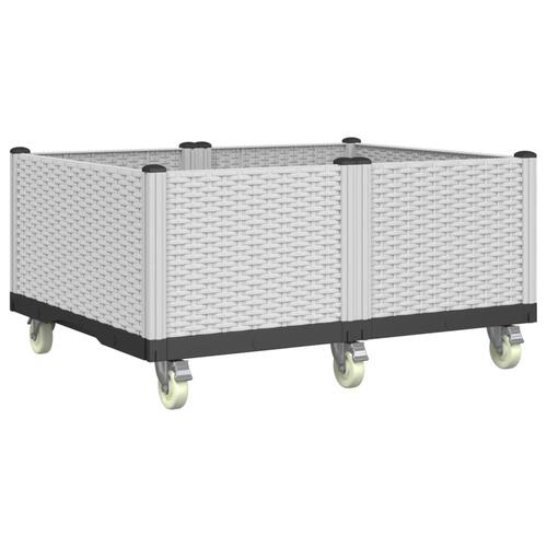 Plantekasse med hjul 100x80x54 cm PP hvid