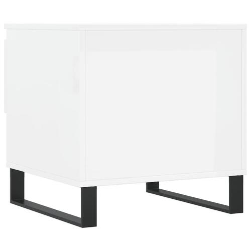 Sofaborde 2 stk. 50x46x50 cm konstrueret træ hvid højglans
