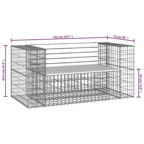 Havebænk med gabiondesign 143x71x65,5 cm imprægneret fyrretræ