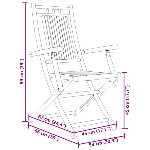 Foldbare havestole 2 stk. 53x66x99 cm bambus